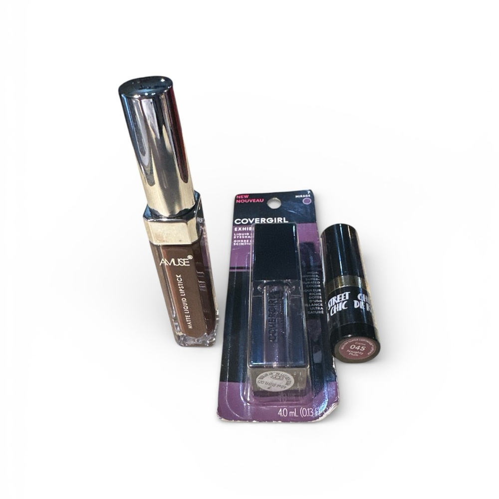 Makeup Bundle CoverGirl Glitter Eyeshadow Revlon Lipstick Amuse Matte Lip(Set/3) - Picture 2 of 4